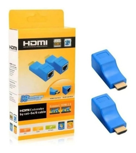 Adaptador Extensor Hdmi 30m Cat 5e 6e Utp Red Rj45 + Envio