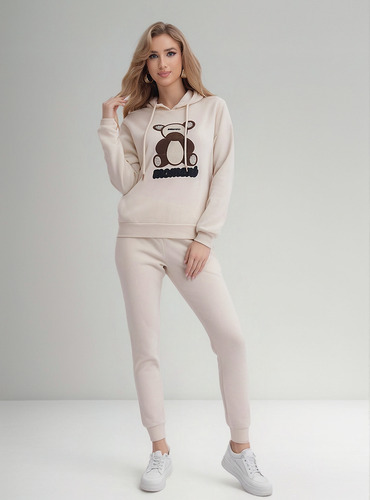 Conjunto Dama Pants Y Suéter Con Gorro Cómodo Cálido Suave