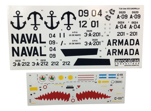 Calcas Argentinas 1/48 Sabre F86 T28 Escuadrilla Aeronaval