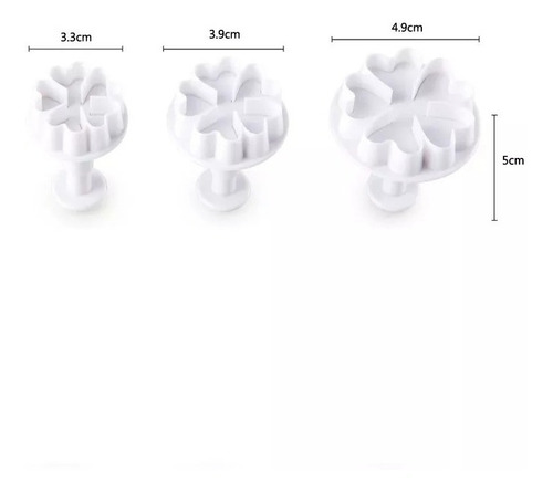 Imagen 3 de 4 de Set Cortadores Con Pulsador Para Fondant Flor Trébol