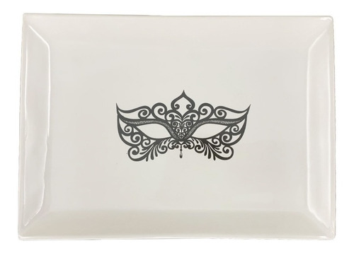 Plato Rectangular De Porcelana Blanca Antifaz