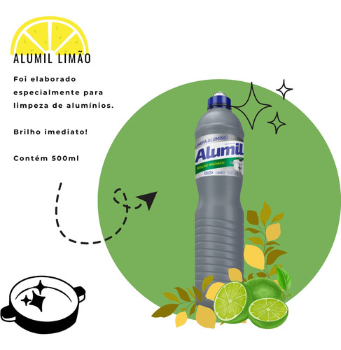 Kit 24 Limpa Alumínio Brilha Alumil Limão 500ml Start