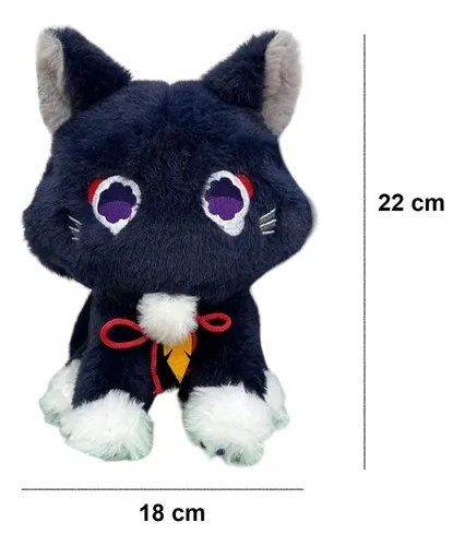 Gato Negro Scaramouche De Peluche Genshin Anime Kawaii 22 Cm