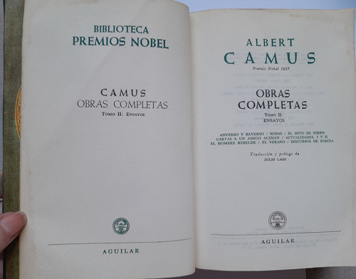 Ensayos - Albert Camus - O. C. Tomo 2 Aguilar 1959