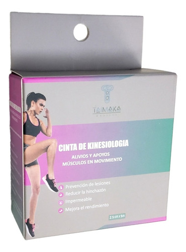 Cinta Kinestologica Vendaje Neuromuscular Tape 2.5cm Taimaka Color Rojo