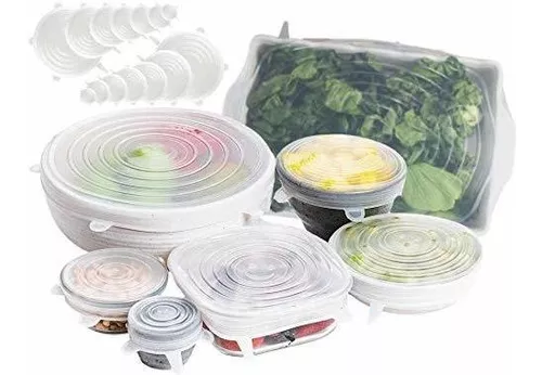 Tapas de silicona reutilizables – Versátil cubierta de congelador a  microondas para alimentos – Tapas elásticas de silicona a prueba de fugas  para