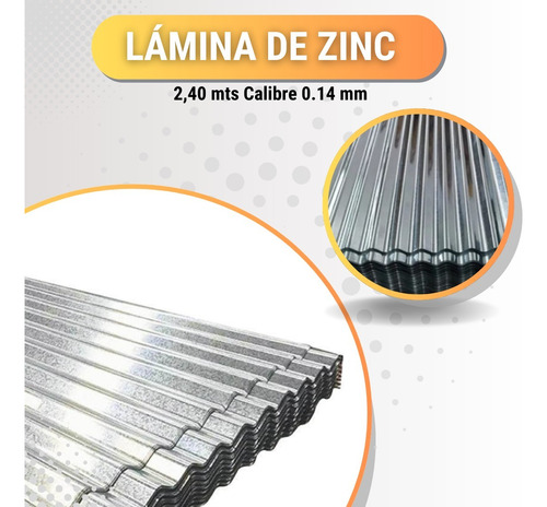 Laminas De Zinc Mapoca 2.40 X 0.80 X 0.14mm