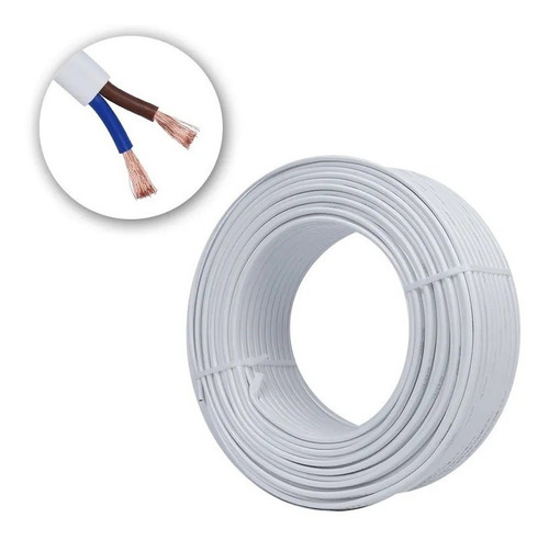 Cable Bajo Plomo Vaina Plana Blanco 2x2,5mm X50 Mts