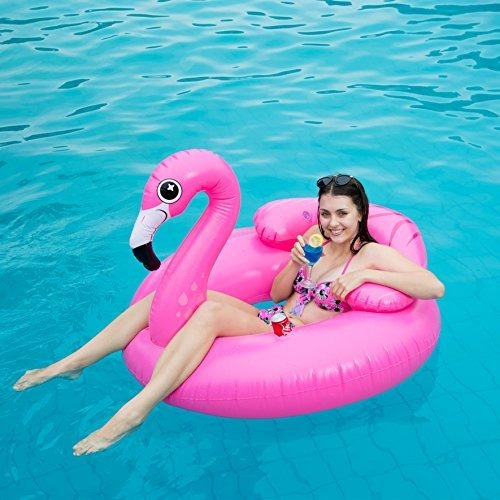 Flotador Joyin De Piscina De Flamenco Color Rosa Portavasos Color joyin inc