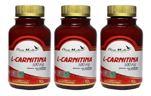 L- Carnitina Pura Gm 3 Frascos 270 Capsulas. Fitness Gym Sabor 3 Frascos/ 3x90 Capsulas