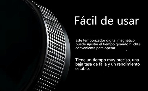 Cronómetro Magnético Digital Para Cocina, Pantalla Led Grand Negro