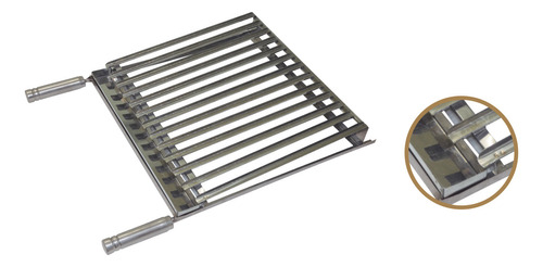 Chapa Grill De Aço Inox 40 X 50 Cm Grelha Argentina Rig Cor Preto