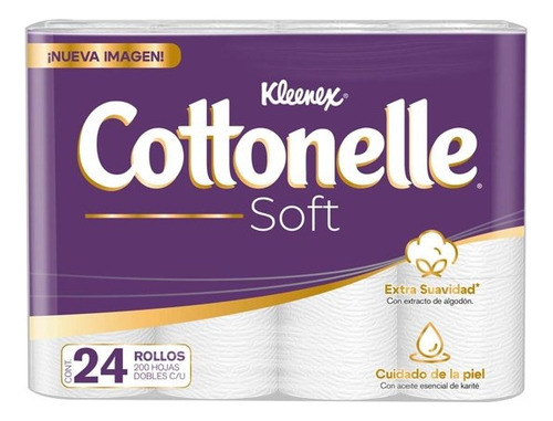 3 Pzas Papel Higiénico Kleenex Cottonelle Soft 24 Rollos 200