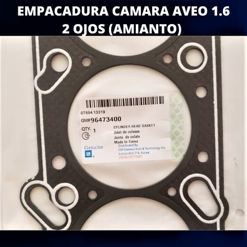 Empacadura De Camara Chevrolet Aveo 2 Ovalos Original Gm