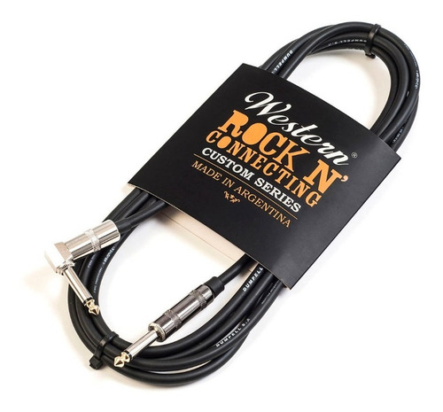Imagen 3 de 4 de Cable Instrumento Guitarra Bajo Western 3mts Recto Angulado