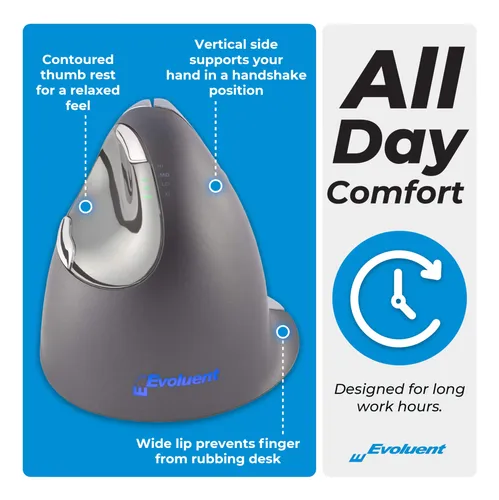 Evoluent Verticalmouse 4 (modelo # Vm4r) Mouse De Tamaño E.