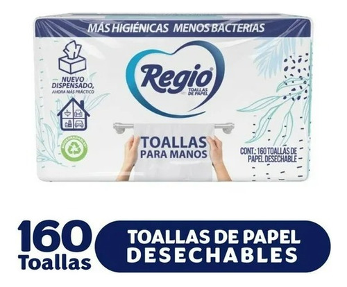 Toallas Desechables Regio Para Manos 160 Hojas