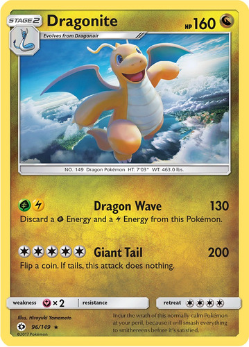 Cartas Pokemon Dragonite 96/149 Reverse S&m Sum