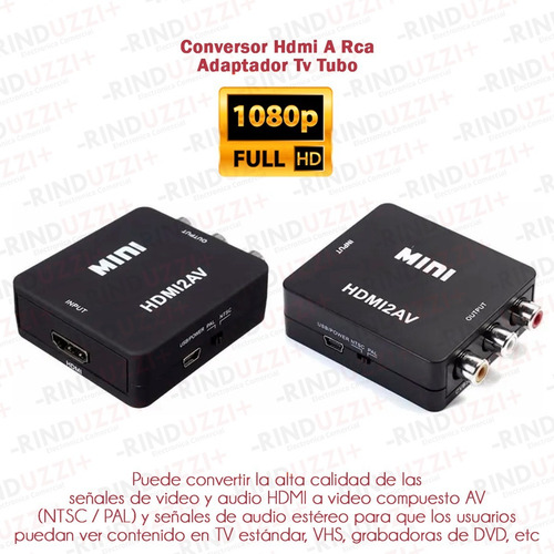 Conversor Hdmi A Rca Adaptador Tv Tubo Play Convertidor 1080