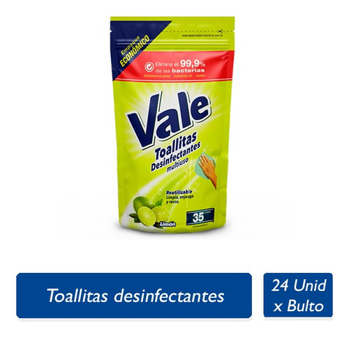 Toallas Desinfectantes Multiuso Vale Limón (doy Pack)