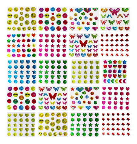 375 Stickers Con Brillo Fluo Varios Modelos Emoji Souvenir