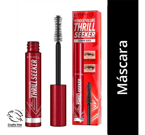 Imagen 4 de 6 de Máscara De Pestañas Voluminizadora Rimmel London Thrill Seek