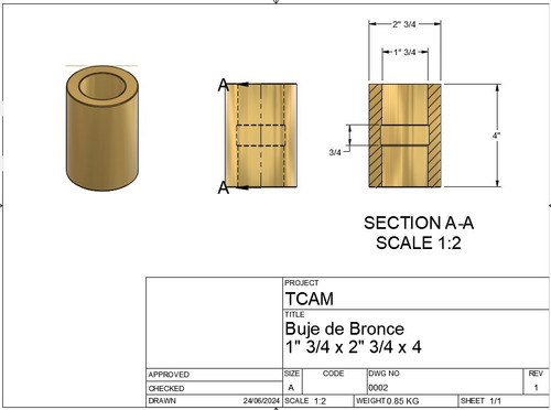 Buje De Bronce Y Perno Para Balancín 1 3/4 Dina