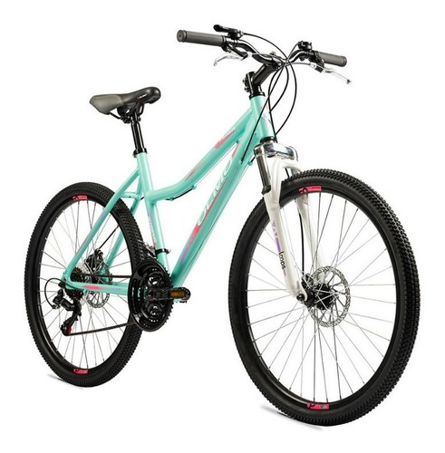 Mountain bike femenina Olmo Flash 265 18" 18v frenos de disco mecánico cambios Shimano Tourney TZ500 color verde/rosa