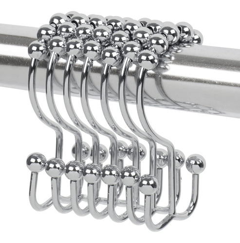 Ganchos Cortina De Baño Acero Inoxidable Doble Circulación Plata
