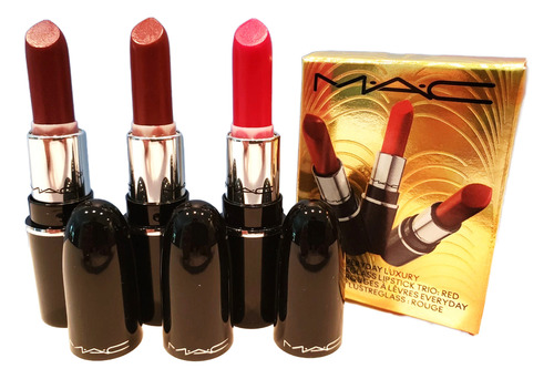 Mac Lipstick Mini Kit Con 3 Pzas Tamaño Viaje En Caja