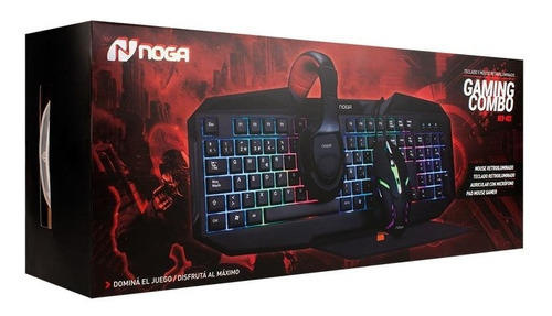 Imagen 2 de 6 de Combo Gaming Retroiluminado Usb Noganet Mouse Teclado + Auricular + Pad Full Kit 4 En 1 Profesional