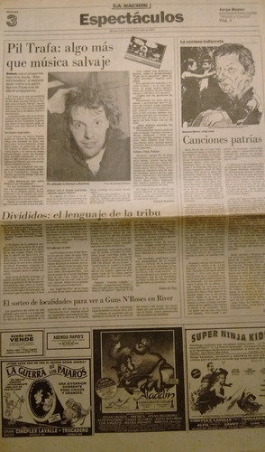 Suple Espectáculos La Nación 12/07/1993 Divididos Pil Trafa