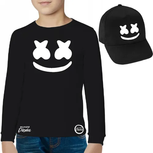 Polera Manga Larga De Ni o Dj Marshmello Rostro Jockey Cuotas