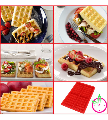 Molde De Silicona Waffles Hot Cake Waffle Hdr Color Rojo/gris