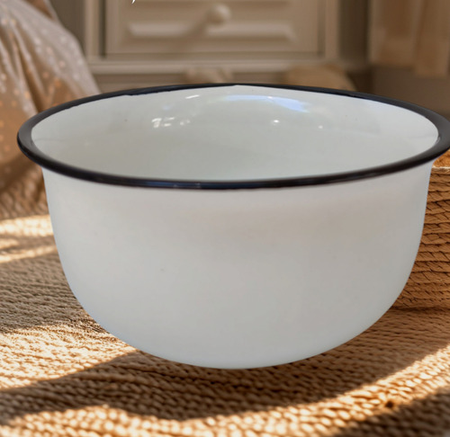 X2 Bowl Tazon Sopero Porcelana Blanca Borde Negro 14x7cm Color Blanco