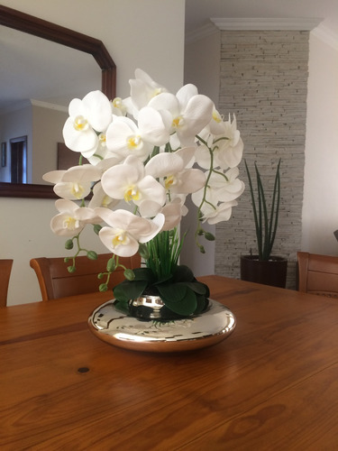 Arranjo Orquídea Silicone Com Vaso Espelhado | Parcelamento sem juros