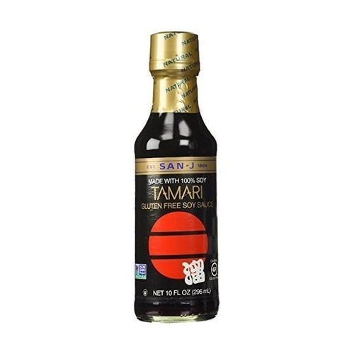 San-j Tamari Sin Gluten Salsa De Soja, Botella Negro, 10 Onz