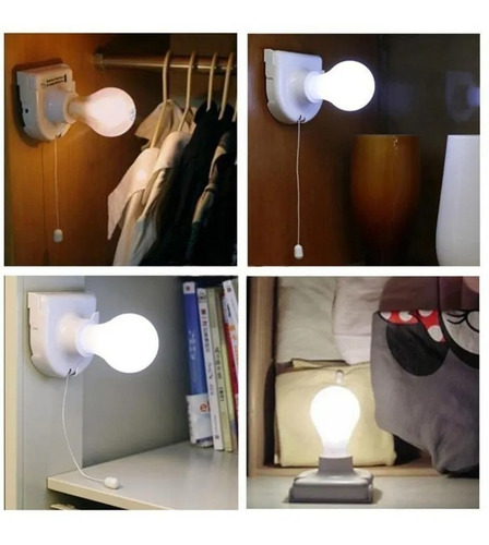 Imagen 5 de 6 de Lampara Led A Pila Con Adhesivo Y Base Foco Camping Ropero