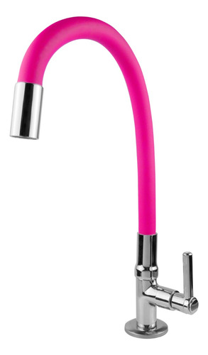 Torneira Color Luxo Bancada Cano De Silicone Flexível C-66 Cor Rosa