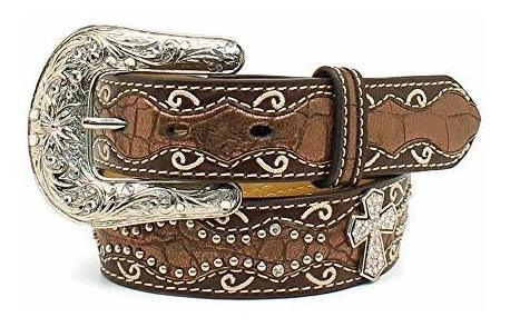 Ariat Girls Studded Cross Inlay Belt Brown Cgpym