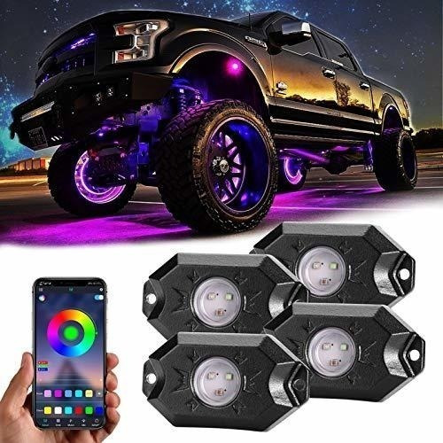 Rgb Led Rock Lights, Ychow-tech 4 Pods Multicolor Neon Under