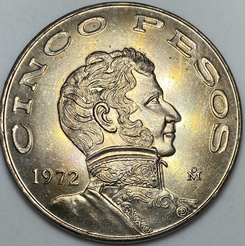 Mex19072a México 5 Pesos 1972 Unc-bu Error Disco Vinyl Ayff