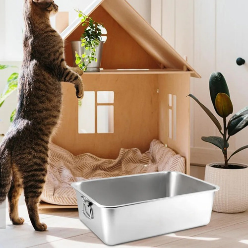 Caja De Arena Para Gatos, Inodoro Para Gatitos, De Acero, Nu