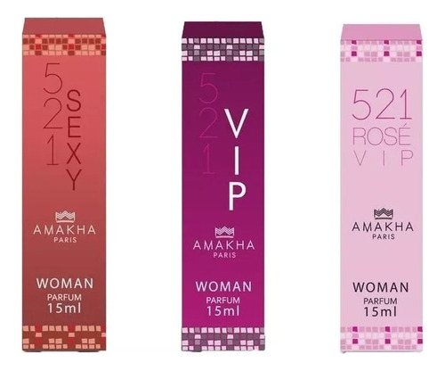 Perfume Vip Rose + Sexy + Vip Woman  Amakha C/ Envio Gratis
