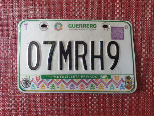 Placa Mexicana De Guerrero 2020 ( Motocicleta  )