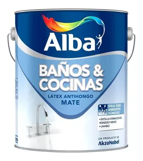 Pintura Latex Para Baños Y Cocinas Alba Antihongo X 4 Lts Color Blanco