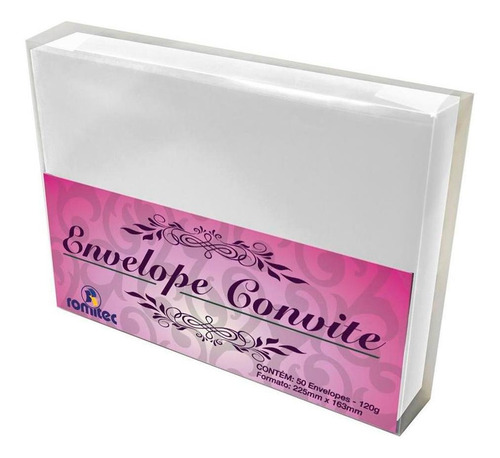 Envelope Convite Linho Branco 120g 163x225mm 50 Un Romitec
