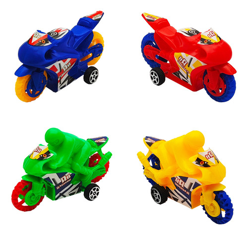 Moto Carrera Arrastre Juguetes Niños Interactivo Set X 4 Und