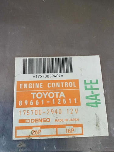 Computadora Ecu Pcm Ecm Motor 91-92 Corolla 89661 12511 (Usado)