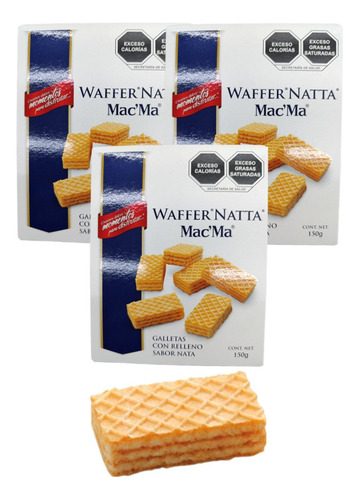 Galleta Waffer Natta 4 Caja De 150g C/u Relleno Nata Mac Ma